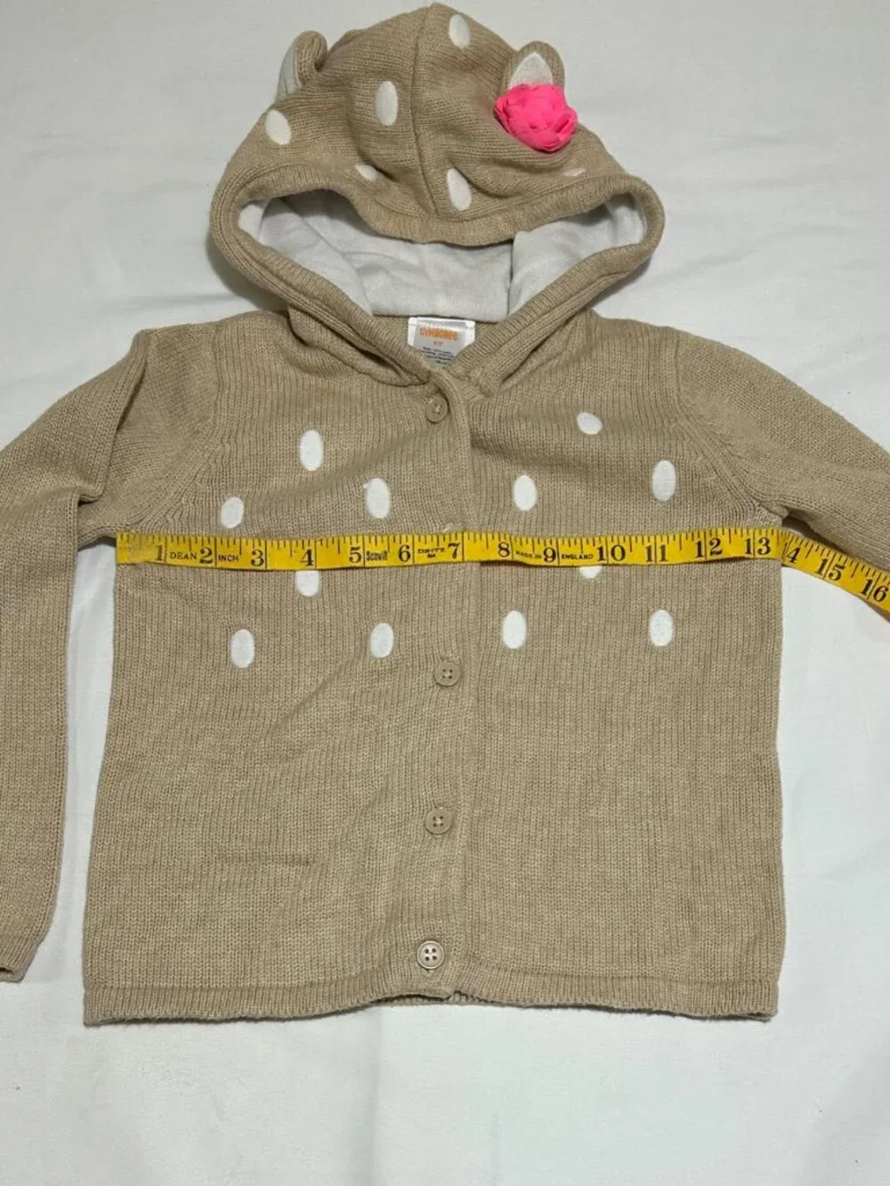 Gymboree Girls Size 5T Tan Prancing Fawn Hooded Ear Flower Cardigan Sweater